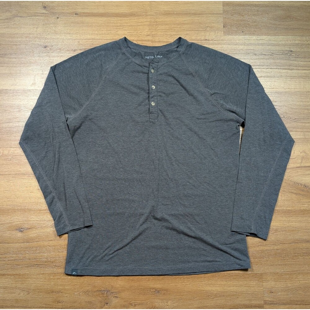 Pistol Lake Long Sleeve Henley Shirt Men’s XL Gray Casual